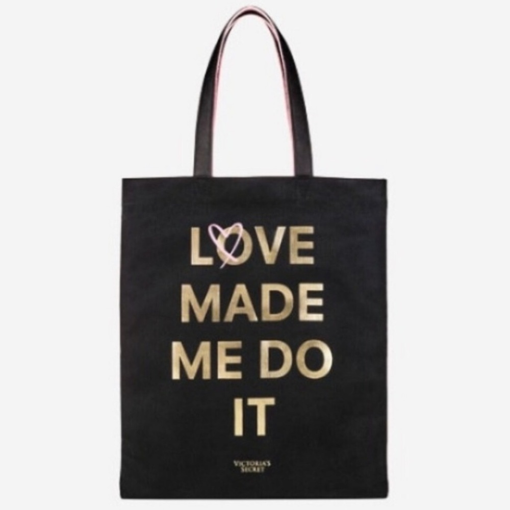 Victorias secret tote bag love black and pink